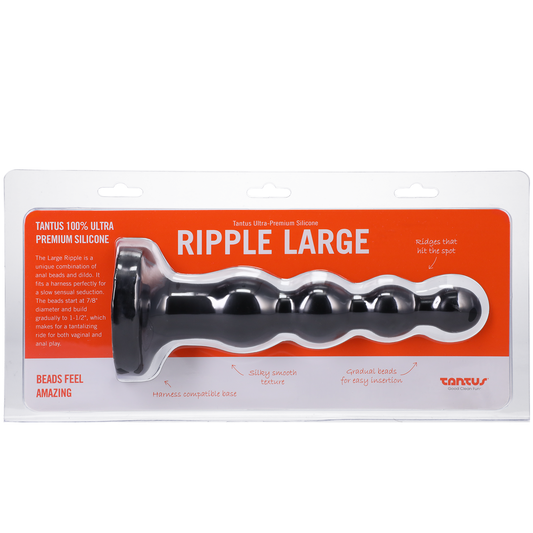 Tantus Silicone Large Ripple Butt Plug Black - Sheets Optional