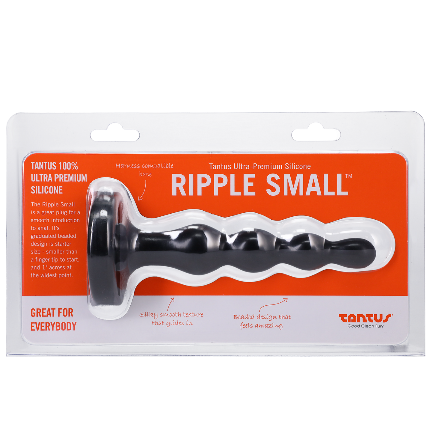 Tantus Silicone Ripple Small Silicone Butt Plug Black - Sheets Optional
