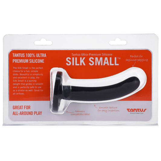 Tantus Silicone Silk Small Silicone Dildo Black - Sheets Optional