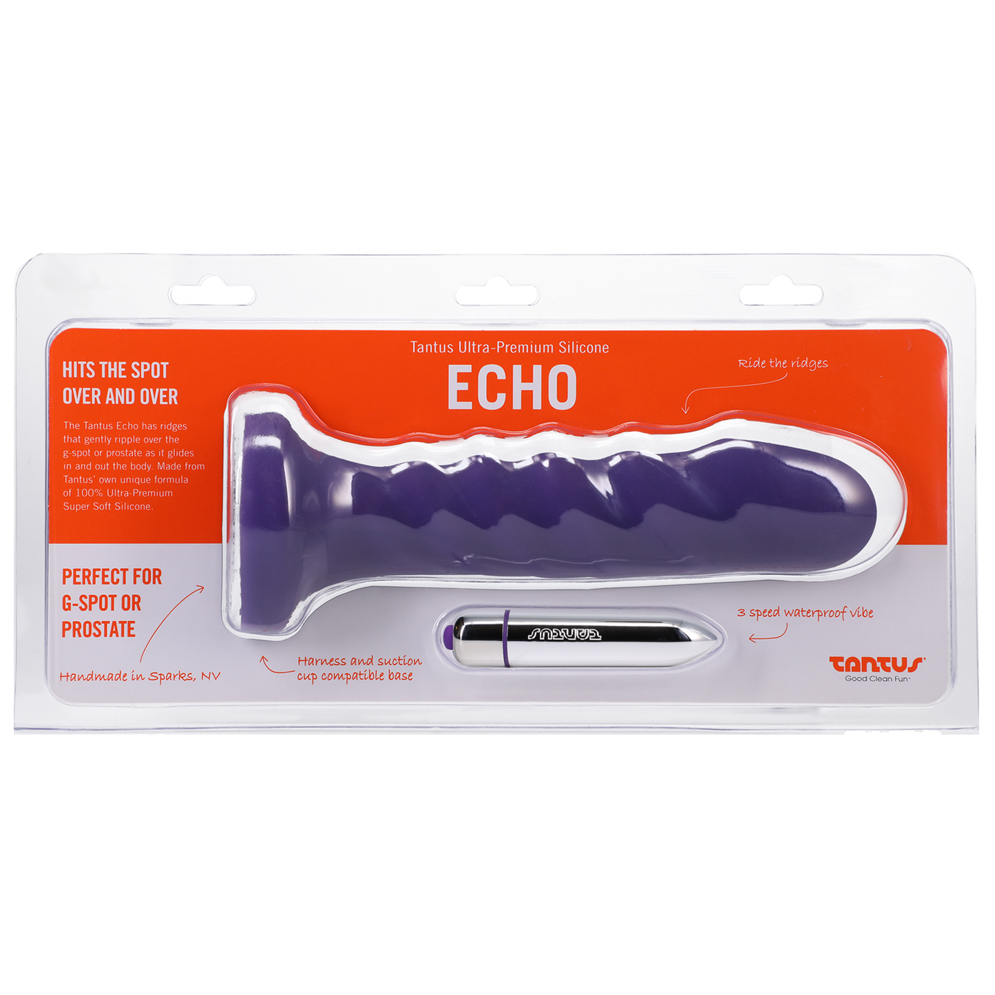 Tantus Silicone Echo Silicone Vibrator Midnight Purple - Sheets Optional