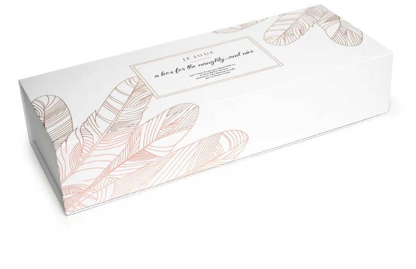 Nice and Naughty Gift Set: White, Pink - Candle, Ami, G-Spot Bullet, Treat Cards - Sheets Optional