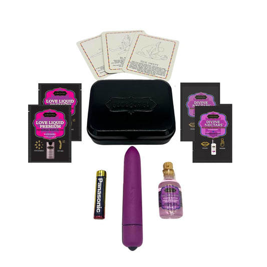 WEEKENDER KIT VIBE Raspberry Dreams Includes: Oil of Love, Reusable 10 speed mini vibe, Massage Oil, Love Liquid and Erotic Playcards - Sheets Optional