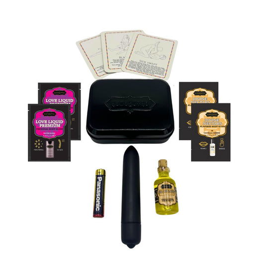 WEEKENDER KIT VIBE Vanilla Includes: Oil of Love, Reusable 10 speed mini vibe, Massage Oil, Love Liquid and Erotic Playcards - Sheets Optional