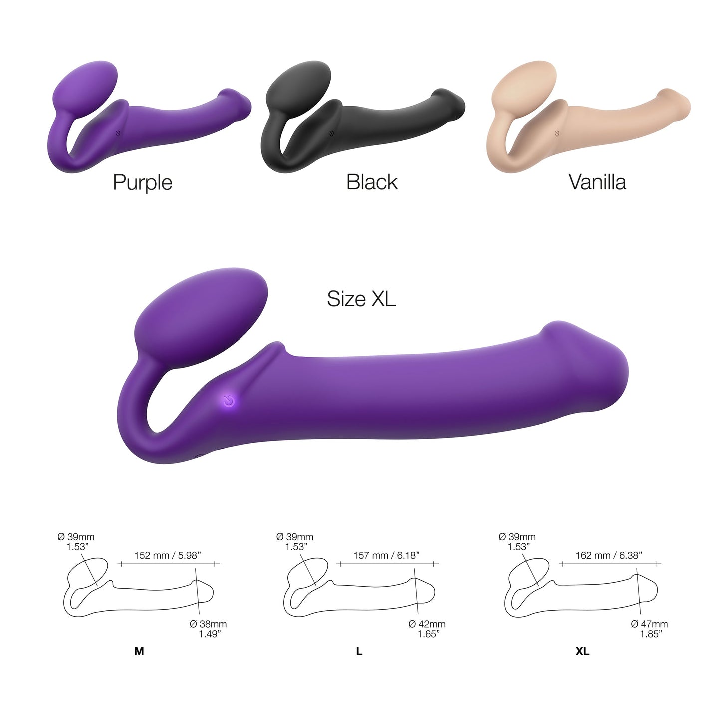 VIBRATING BENDABLE STRAP-ON - XL - PURPLE - Sheets Optional