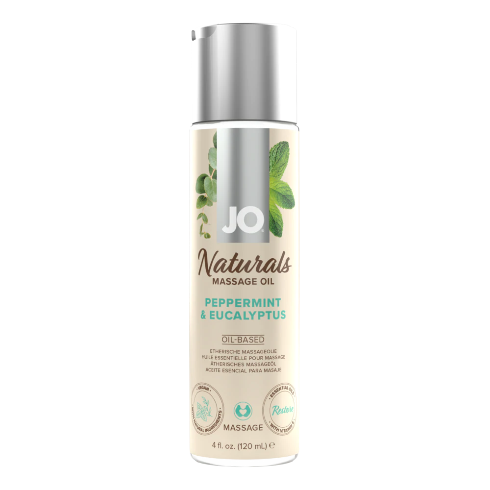 JO Naturals - Peppermint & Eucalyptus - Massage 4 floz / 120 mL - Sheets Optional