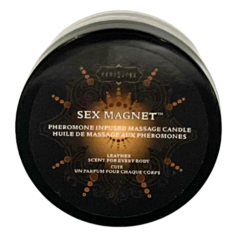 Sex Magnet Pheromone - Leather Massage candle 1.7 oz/48 g - Sheets Optional
