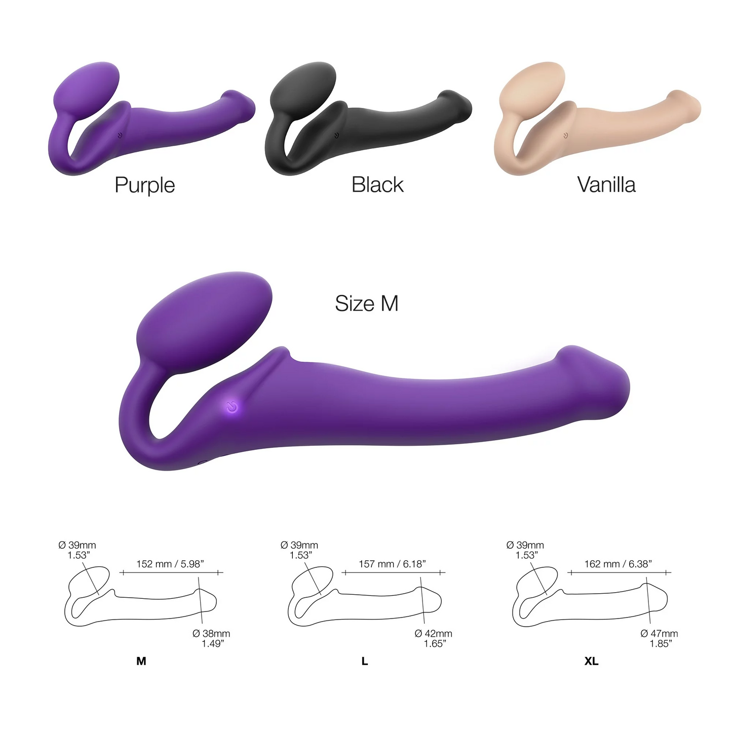 VIBRATING BENDABLE STRAP-ON - M - PURPLE - Sheets Optional