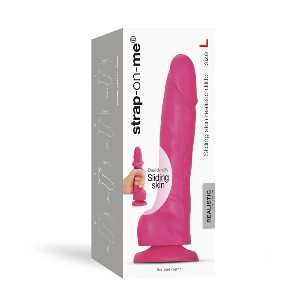 SLIDING SKIN REALISTIC DILDO FUCHSIA - L - Sheets Optional