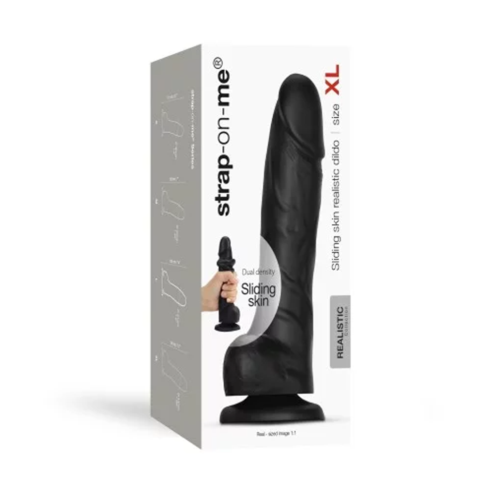 SLIDING SKIN REALISTIC DILDO BLACK- XL - Sheets Optional