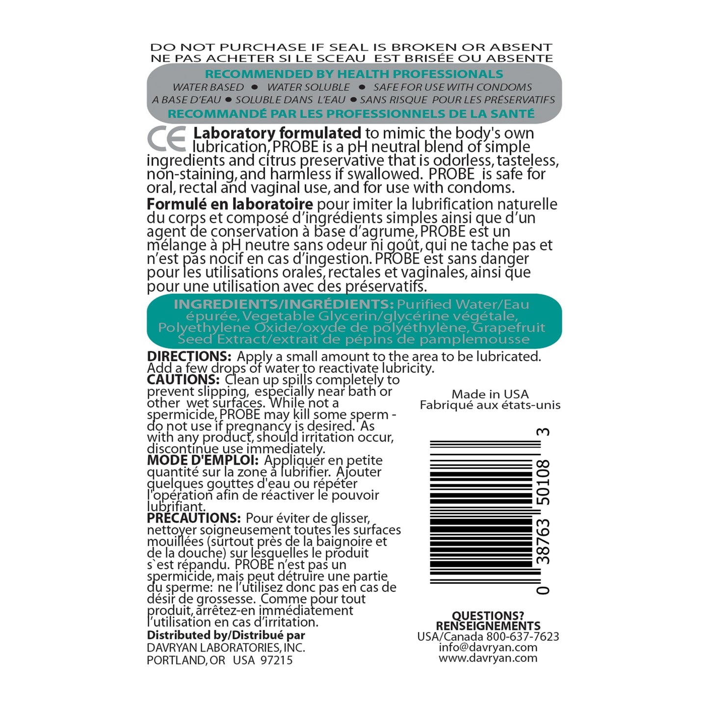 Probe Silky Light Lubricant 8.5oz - Sheets Optional