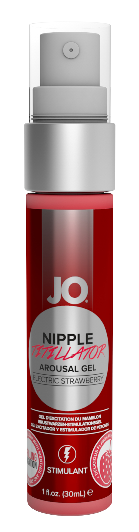 JO Nipple Titillator - Strawberry - Stimulant 1 floz / 30 mL - Sheets Optional