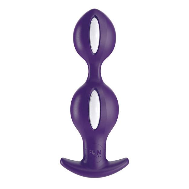 Fun Factory B Balls Duo Reactive Anal Plug White/Dark Violet - Sheets Optional