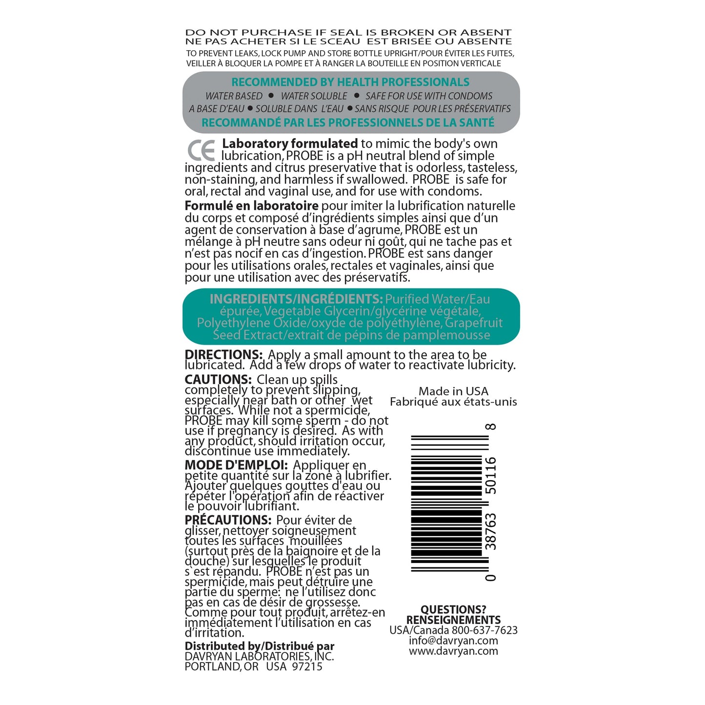 Probe Silky Light Lubricant 17oz - Sheets Optional