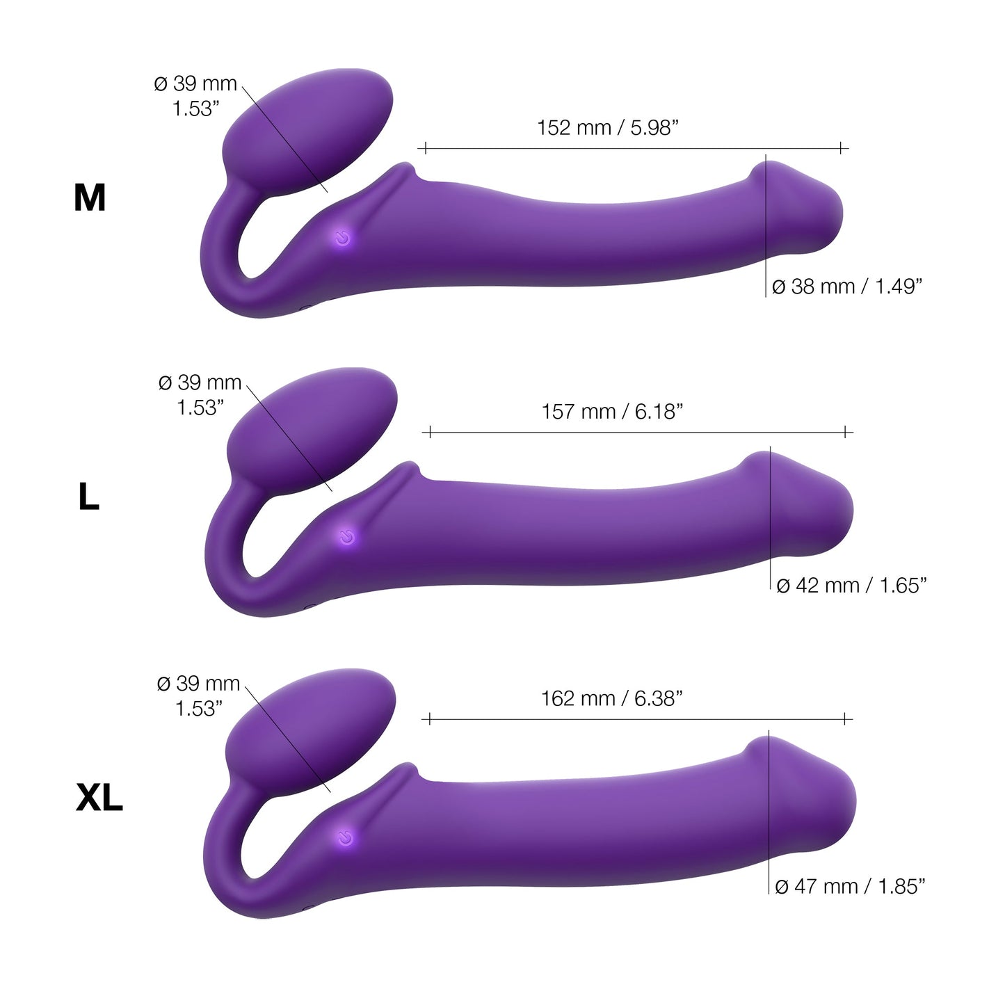 VIBRATING BENDABLE STRAP-ON - L - PURPLE - Sheets Optional