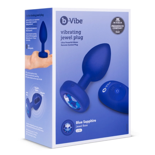 VIBRATING JEWEL PLUG | L/XL | NAVY - Sheets Optional