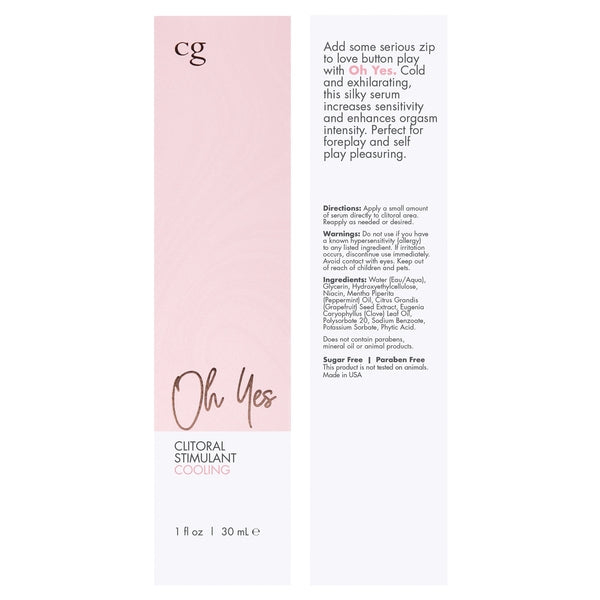 OH YES Cooling Clitoral Stimulant - Fragrance Free 1oz | 30mL - Sheets Optional