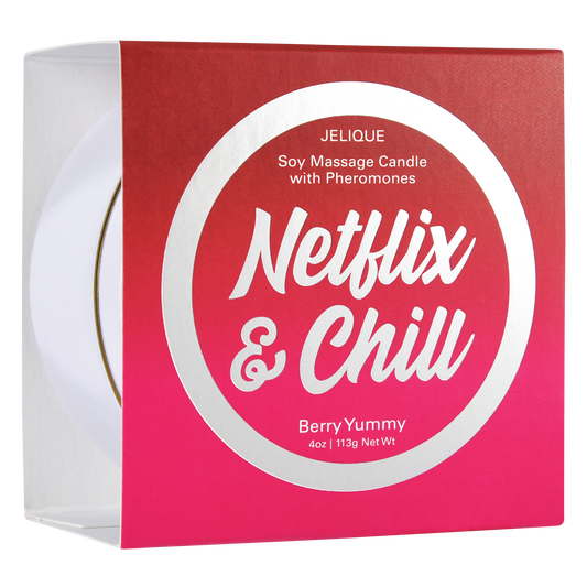 MOOD CANDLES Netflix & Chill - Pheromone Massage Candle Berry Yummy 4oz | 113g - Sheets Optional