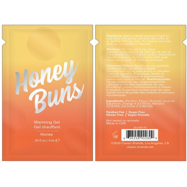 HONEY BUNS WARMING AROUSAL GEL - FOIL - 0.03 fl oz | 1 mL - Sheets Optional