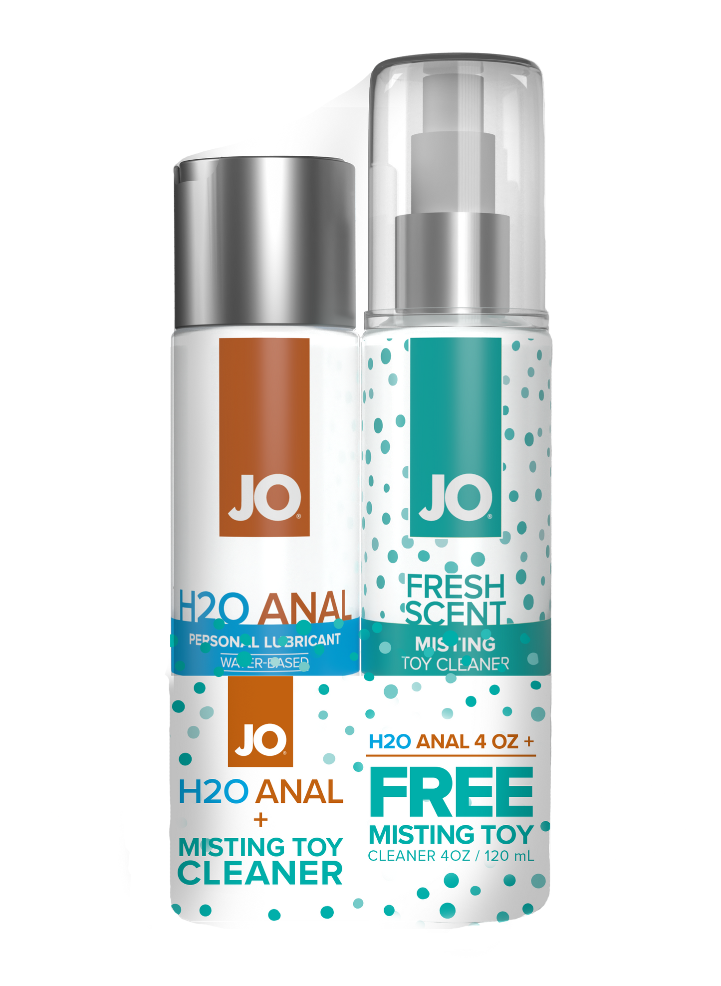 JO H2O Anal Original Lubricant 4oz + GWP JO Misting Toy Cleaner 4oz - Sheets Optional