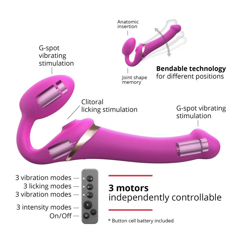 MULTI ORGASM BENDABLE STRAP-ON - S - FUCHSIA - Sheets Optional