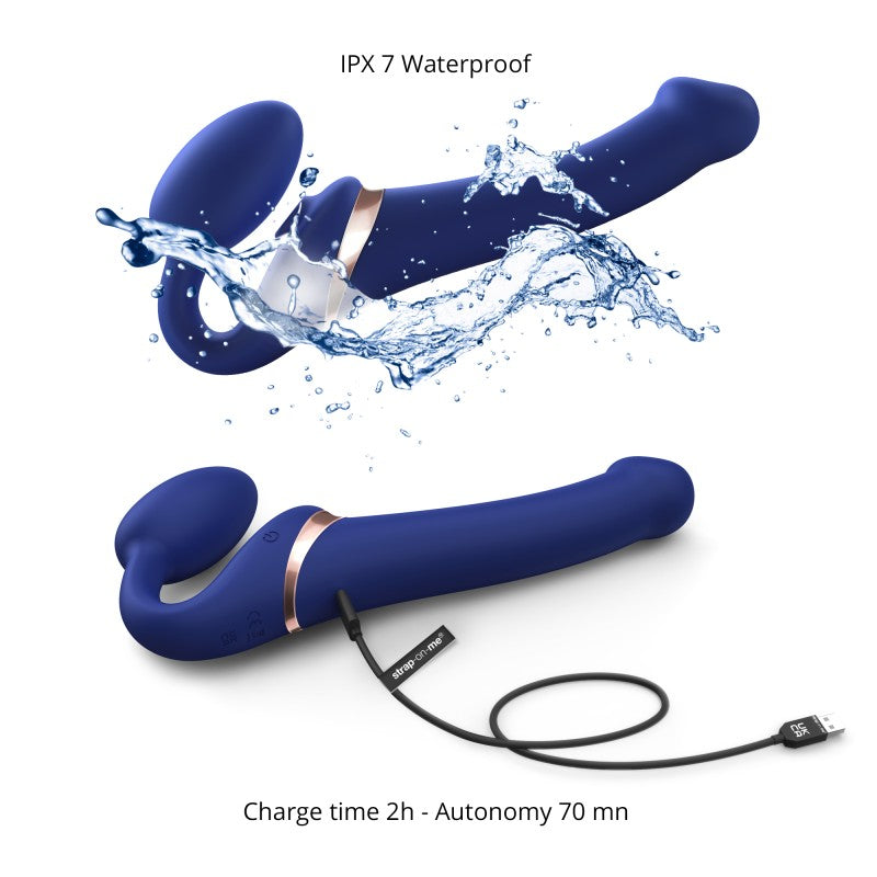 MULTI ORGASM BENDABLE STRAP-ON - M - NIGHT BLUE - Sheets Optional