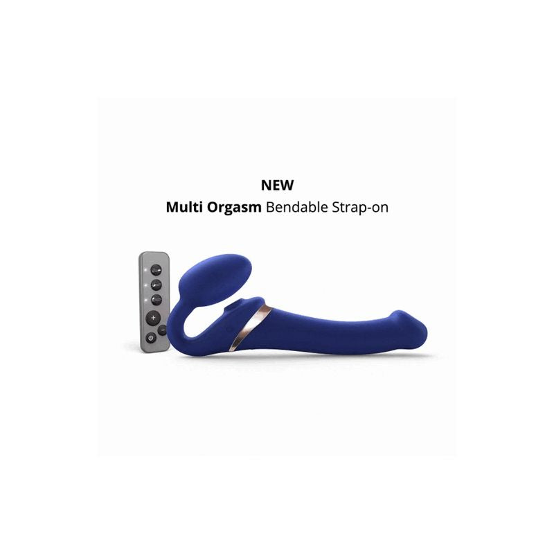MULTI ORGASM BENDABLE STRAP-ON - M - NIGHT BLUE - Sheets Optional