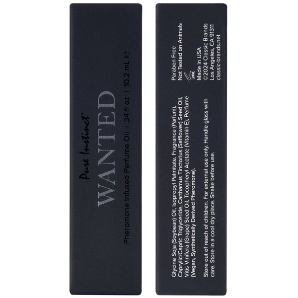 Wanted -10.2ml Pure Instinct Men's Collection Pheromone Perfume Oil - Sheets Optional