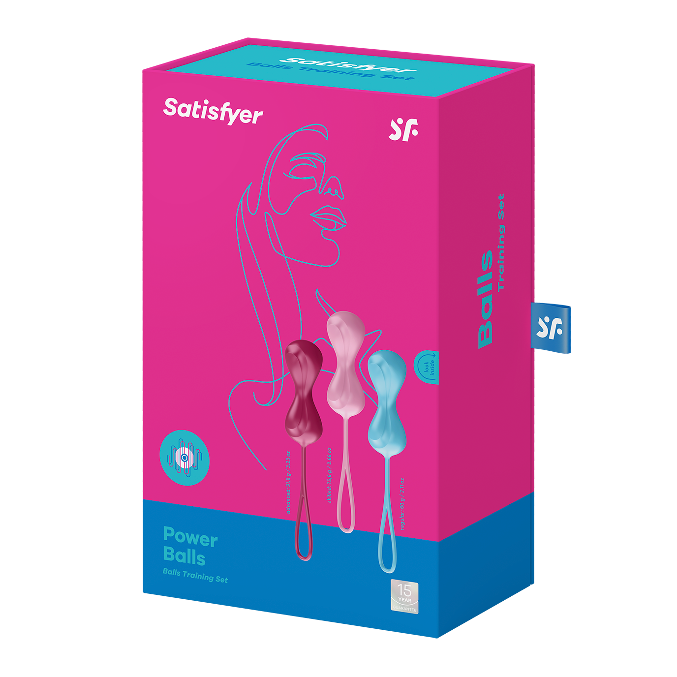 Satisfyer Power Balls (set of 3) - turquoise, red, pink - Sheets Optional