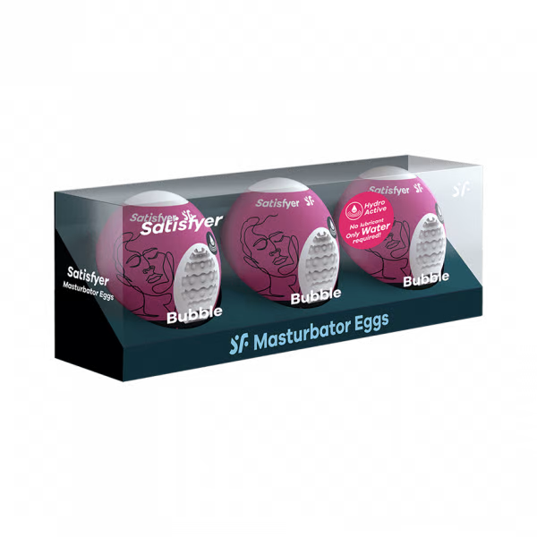 Masturbator Egg 3er Set (Bubble) Violet - Sheets Optional