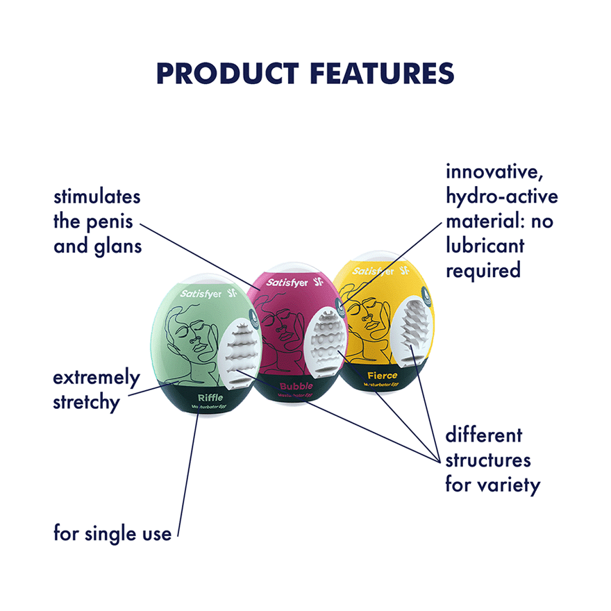Masturbator Egg 3er Set (Riffle, Bubble, Fierce) Assorted - Sheets Optional