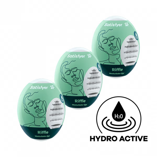 Masturbator Egg 3er Set (Riffle) Light Green - Sheets Optional