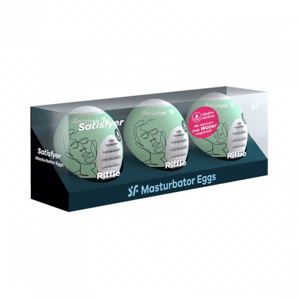Masturbator Egg 3er Set (Riffle) Light Green - Sheets Optional