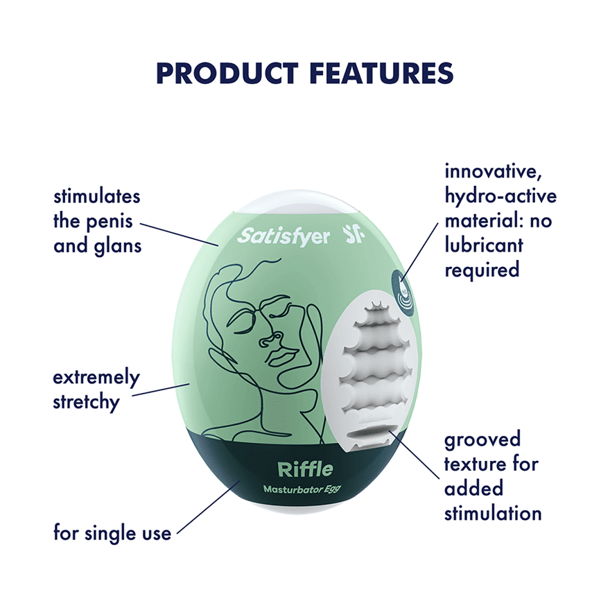 Masturbator Egg 3er Set (Riffle) Light Green - Sheets Optional