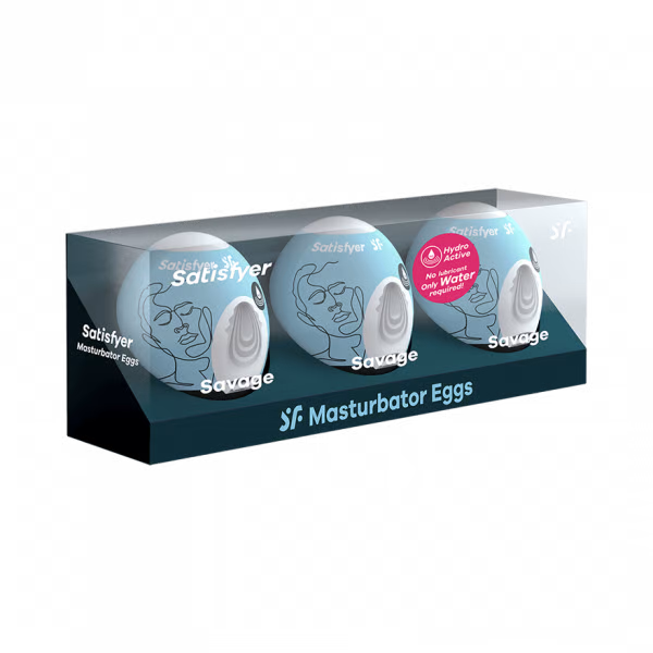 Masturbator Egg 3er Set (Savage) Light Blue - Sheets Optional