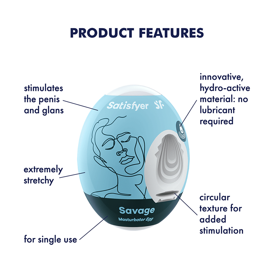 Masturbator Egg Single (Savage) Light Blue - Sheets Optional