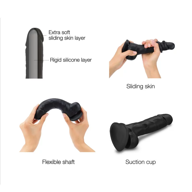 SLIDING SKIN REALISTIC DILDO BLACK L - Sheets Optional