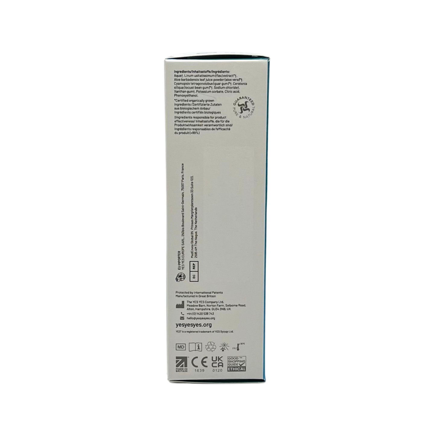 YES WB Water Based Organic Lubricant 50ml - Sheets Optional