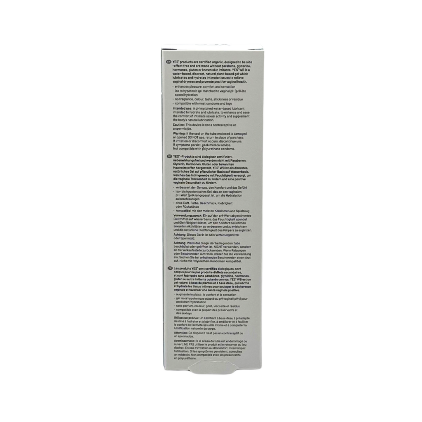 YES WB Water Based Organic Lubricant 50ml - Sheets Optional