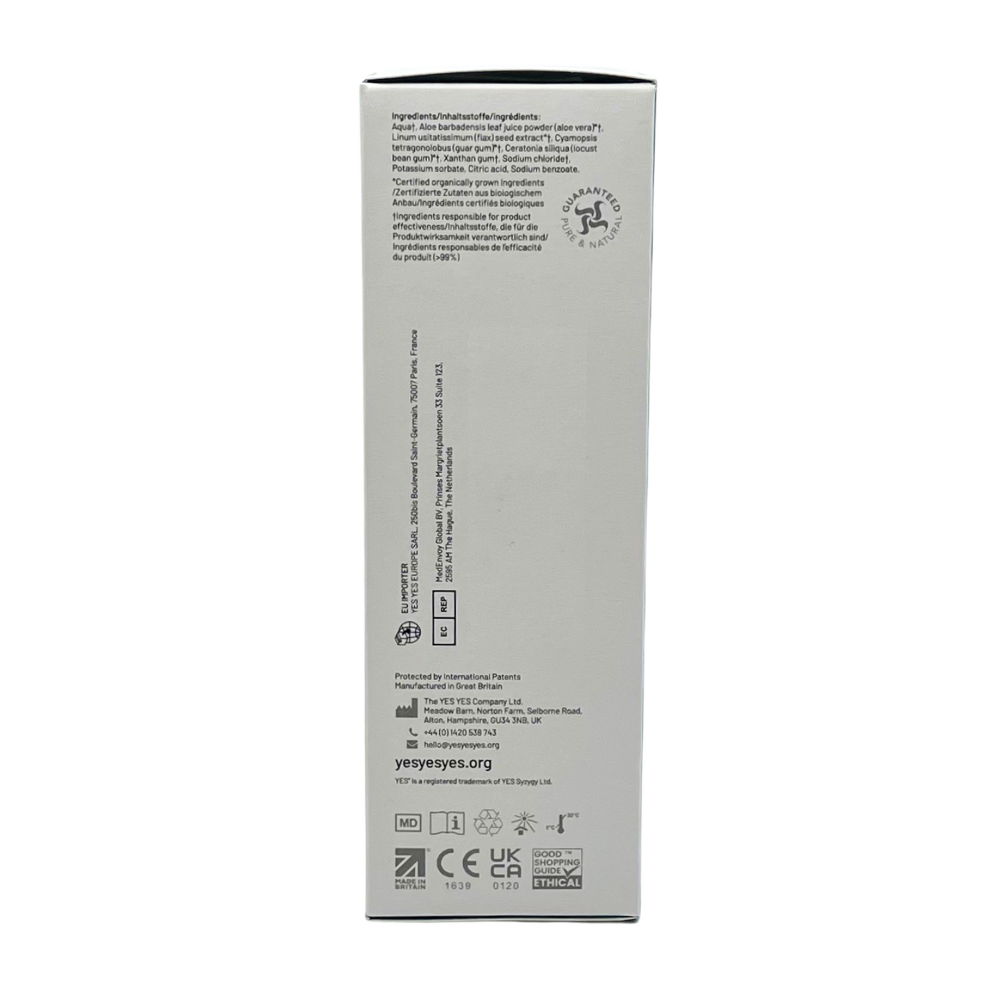 YES WB Water Based Organic Lubricant 100ml - Sheets Optional