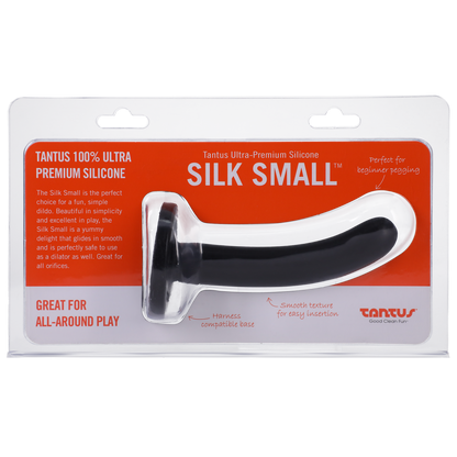 Tantus Silicone Silk Small Silicone Dildo Black - Sheets Optional