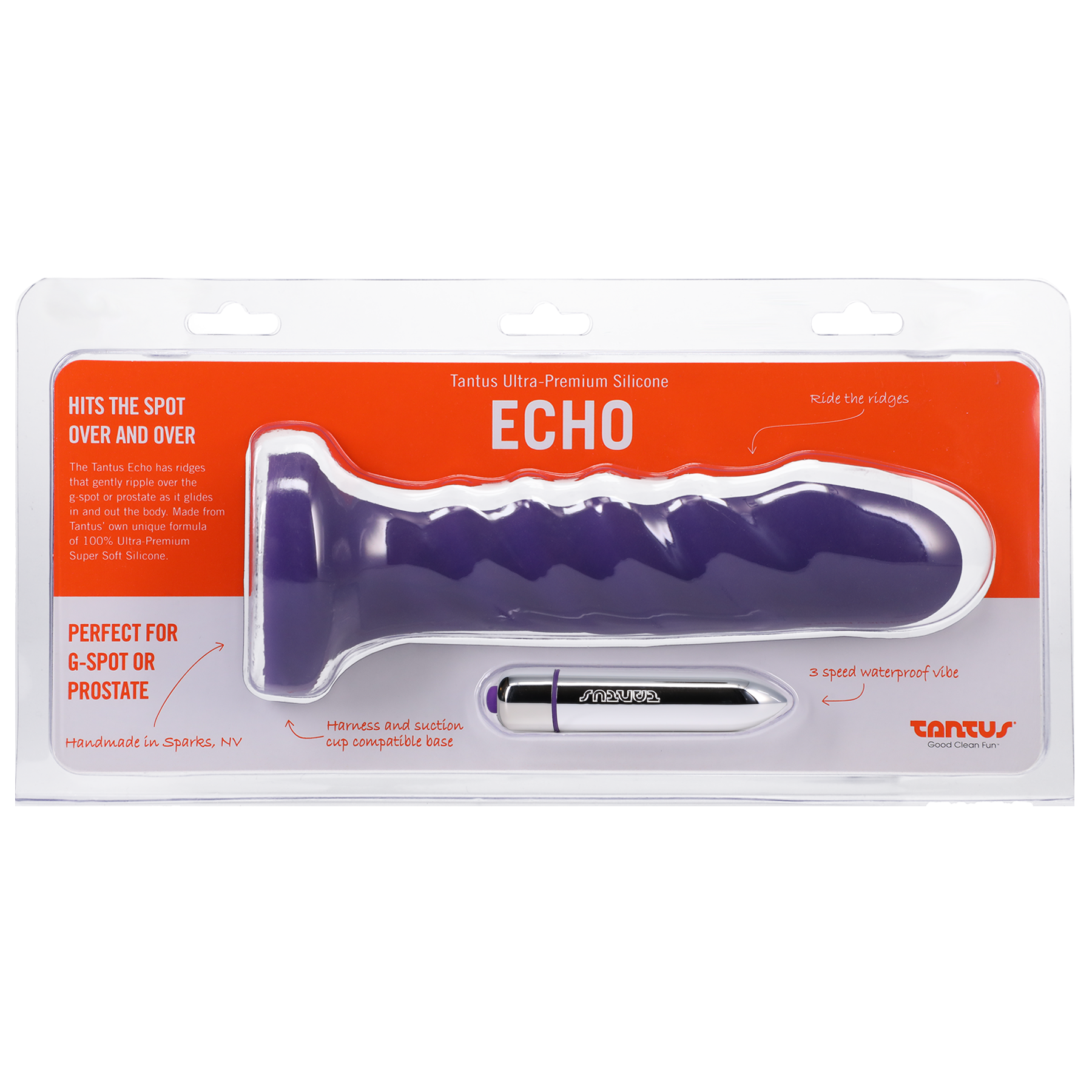 Tantus Silicone Echo Silicone Vibrator Midnight Purple - Sheets Optional