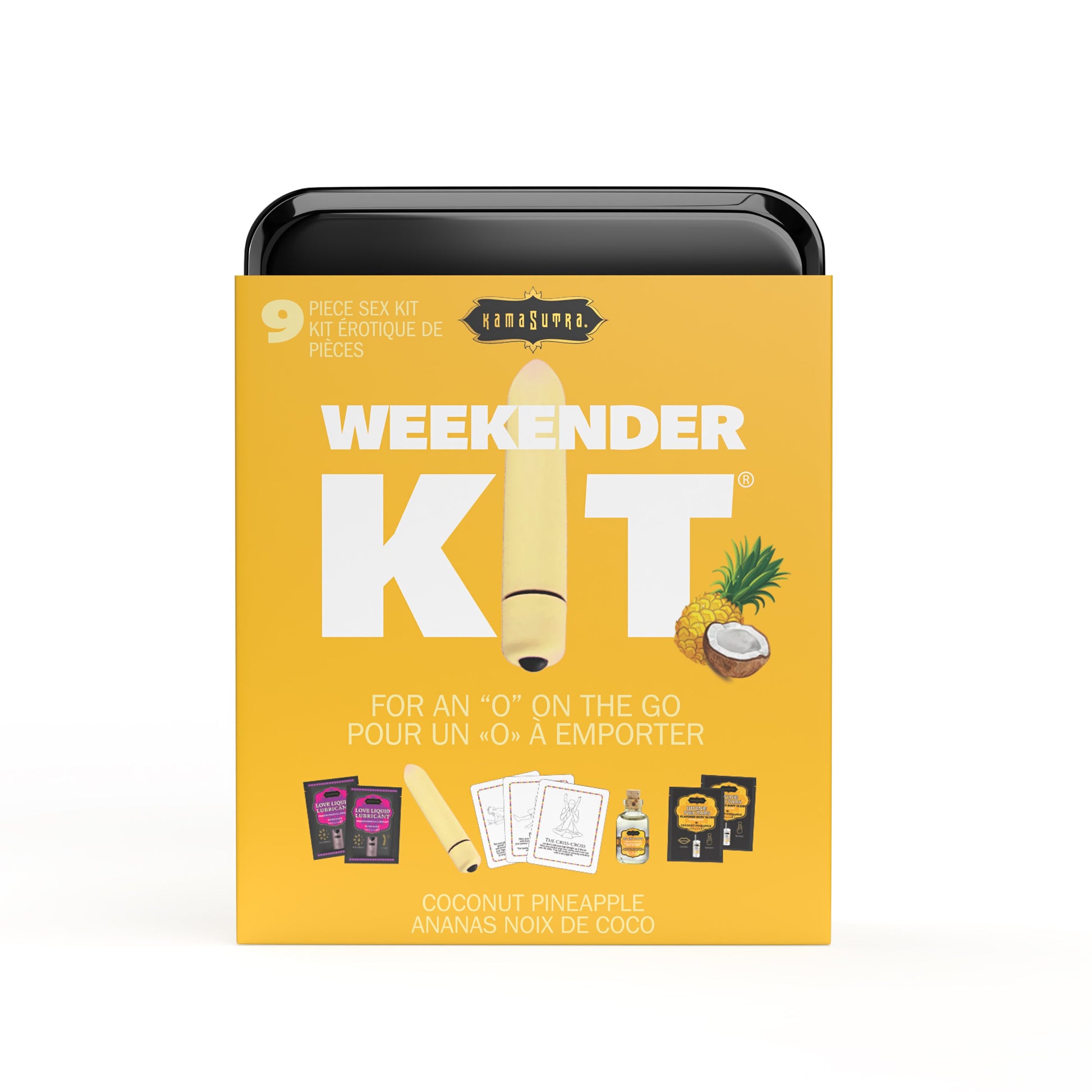 WEEKENDER KIT VIBE Coconut Pineapple Includes: Oil of Love, Reusable 10 speed mini vibe, Massage Oil, Love Liquid and Erotic Playcards - Sheets Optional