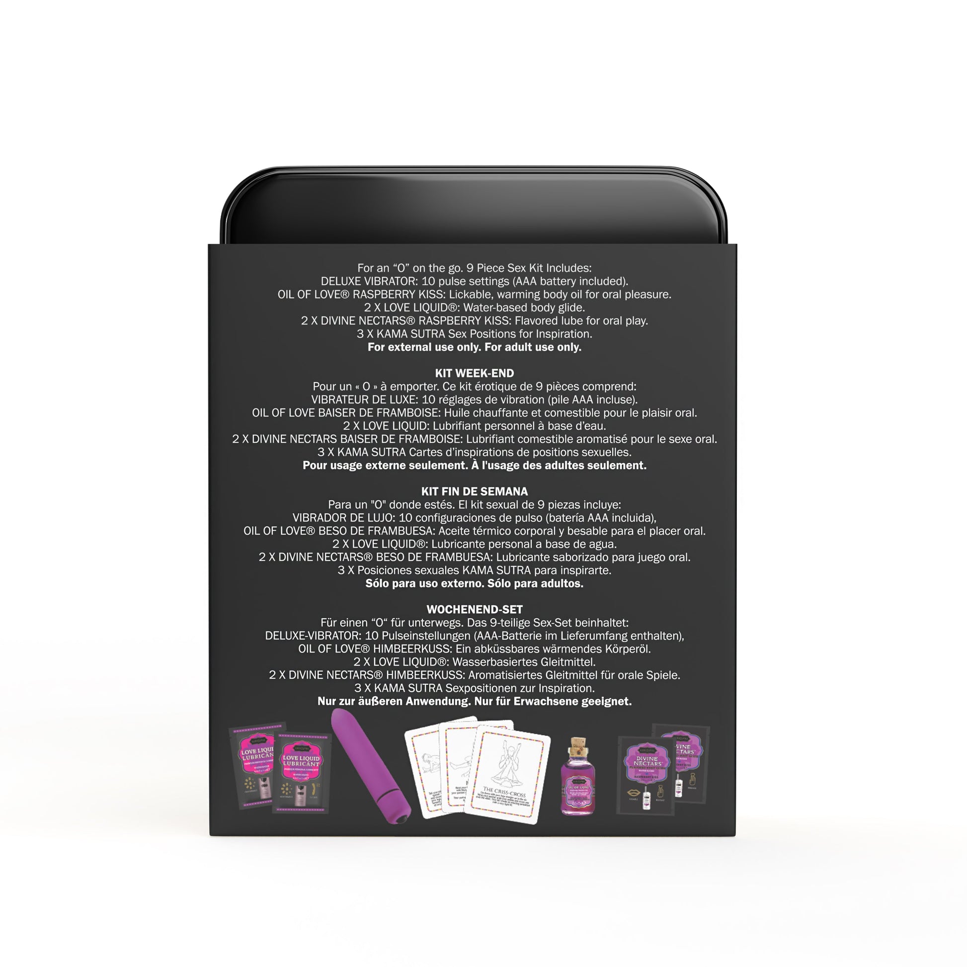 WEEKENDER KIT VIBE Raspberry Dreams Includes: Oil of Love, Reusable 10 speed mini vibe, Massage Oil, Love Liquid and Erotic Playcards - Sheets Optional