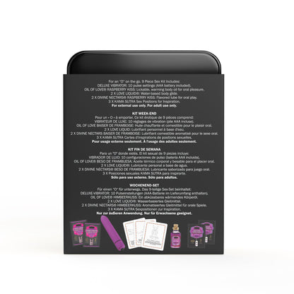 WEEKENDER KIT VIBE Raspberry Dreams Includes: Oil of Love, Reusable 10 speed mini vibe, Massage Oil, Love Liquid and Erotic Playcards - Sheets Optional