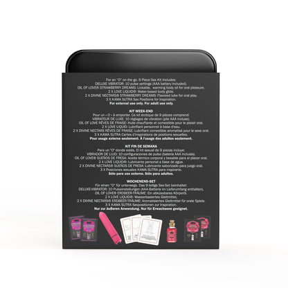 WEEKENDER KIT VIBE Strawberry Dreams Includes: Oil of Love, Reusable 10 speed mini vibe, Massage Oil, Love Liquid and Erotic Playcards - Sheets Optional
