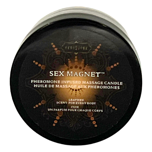 Sex Magnet Pheromone - Leather Massage candle 1.7 oz/48 g - Sheets Optional
