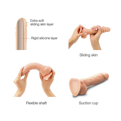SLIDING SKIN REALISTIC DILDO VANILLA XL - Sheets Optional