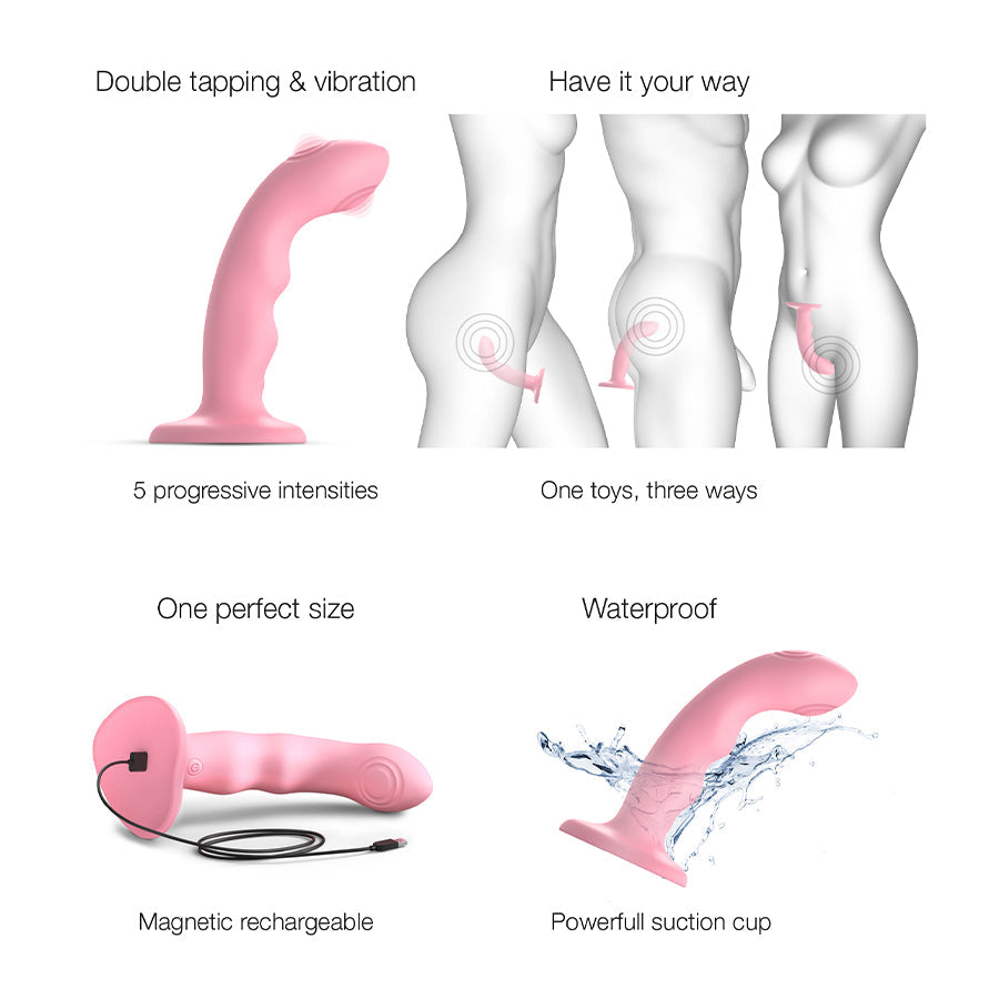 TAPPING DILDO WAVE - CORAL PINK - Sheets Optional
