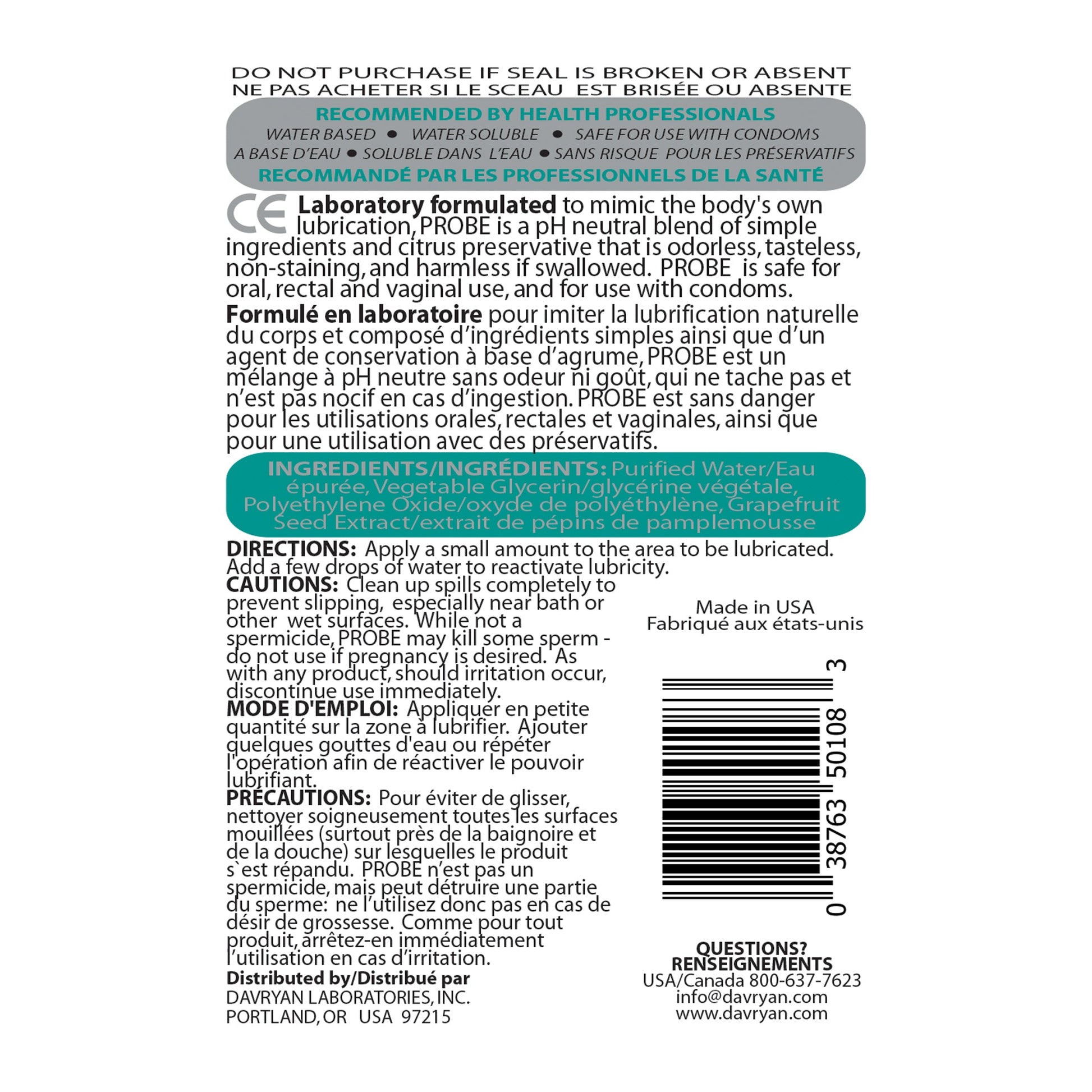 Probe Silky Light Lubricant 8.5oz - Sheets Optional