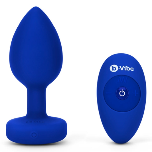 VIBRATING JEWEL PLUG | L/XL | NAVY - Sheets Optional